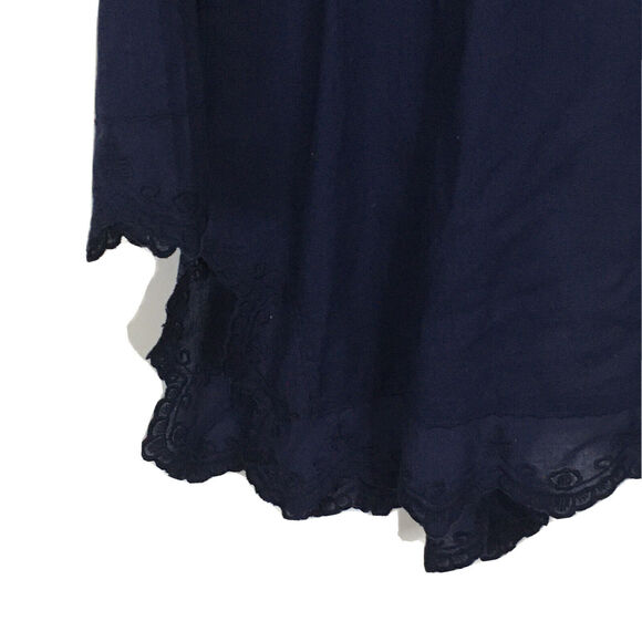 NWT Soft Surroundings Sonoma Embroidered Asymmetrical Hem Open Cardigan Navy SP - Picture 11 of 13